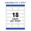 Avery White Dissolvable Labels w/ Sure Feed, 1 1/4 x 2 3/8, White, PK90 04224